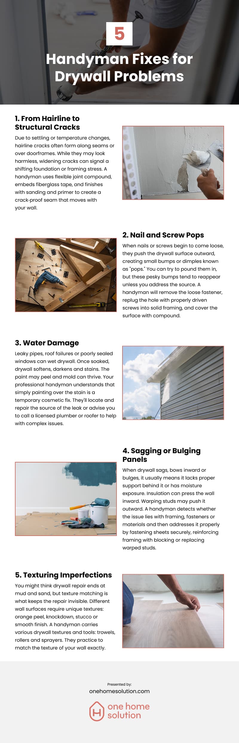 5 Handyman Fixes for Drywall Problems Infographic