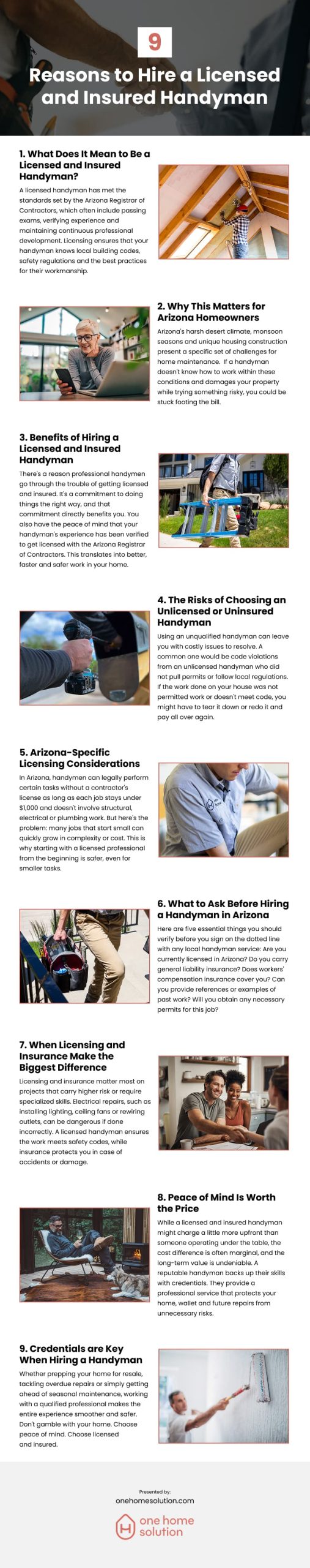 9 Reasons to Hire a Licensed and Insured Handyman Infographic